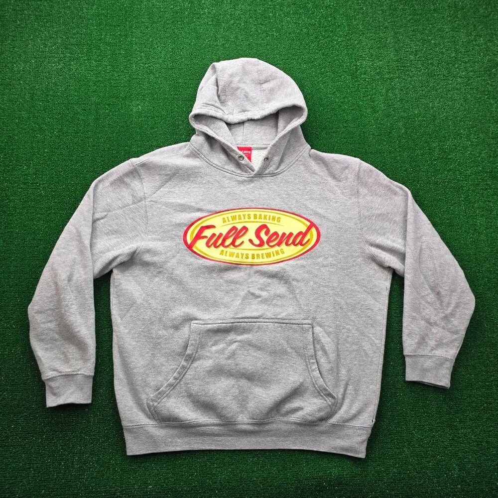 Full Send Sweater Hoodie Mens Large Gray Always Baking Always Brewing Casual